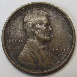 1911 S Lincoln Wheat Cent - antique semi-key date American wheat penny