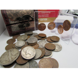 Mega Coin Collecting Kit - 50 coin grab bag with 1 oz silver / 2025 Red Book / magnifying loupe / gloves / flips - great gift