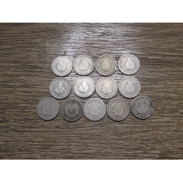 Set of 13 Liberty V Nickels - 1900 to 1912 - starter set of coins
