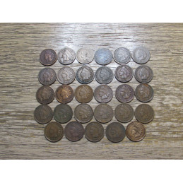 Set of 29 Indian Cents - 1880-1908 - starter set of pennies