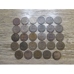 Set of 29 Indian Cents - 1880-1908 - starter set of pennies