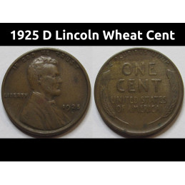 1925 D Lincoln Wheat Cent - antique better condition American penny