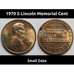 1970 S Small Date Lincoln Memorial Cent - scarce variety vintage penny 