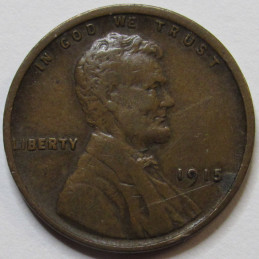 1915 Lincoln Wheat Cent - antique American wheat penny