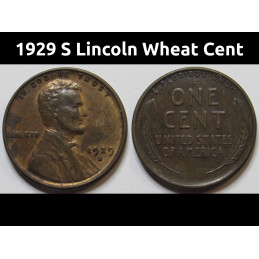 1929 S Lincoln Wheat Cent - higher grade San Francisco mintmark American coin