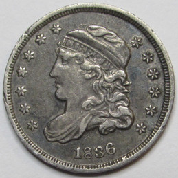 1836 Capped Bust Half Dime - 3 over inverted 3 - better variety half dime coin