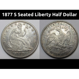 1877 S Seated Liberty Half Dollar - beautiful higher grade antique half dollar