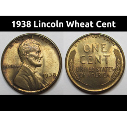 1938 Lincoln Wheat Cent - uncirculated antique American wheat penny