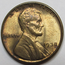 1938 Lincoln Wheat Cent - uncirculated antique American wheat penny