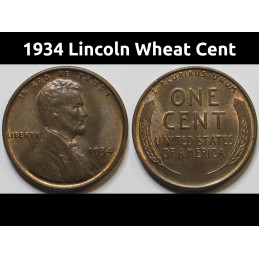 1934 Lincoln Wheat Cent - uncirculated antique American wheat penny