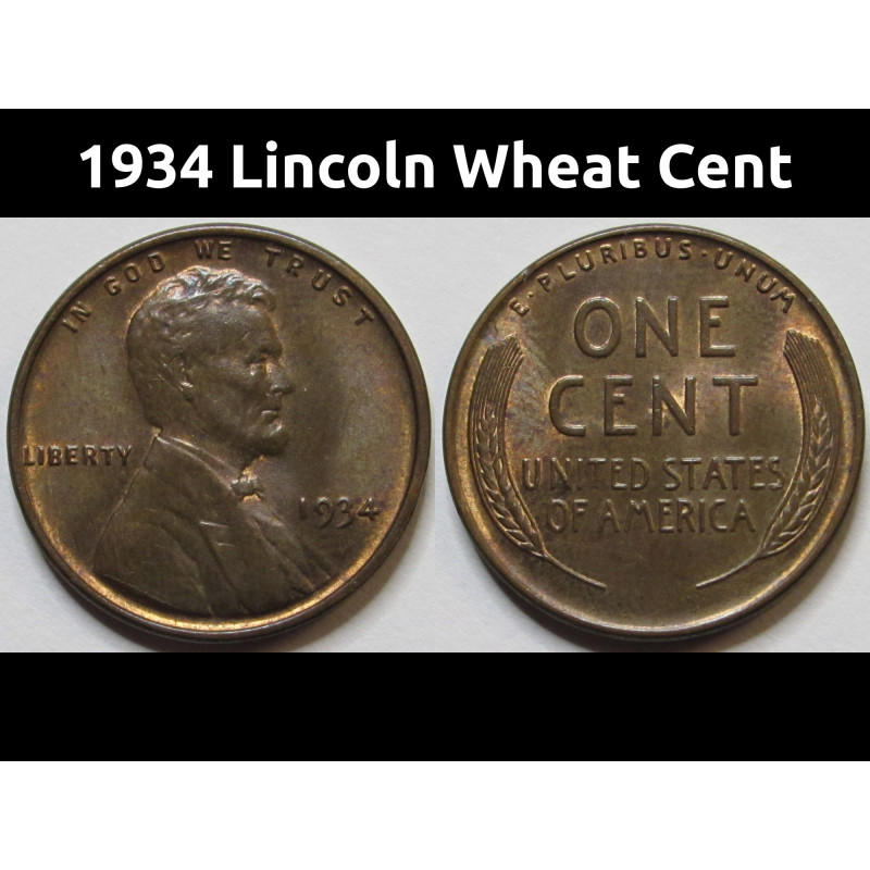 1934 Lincoln Wheat Cent - uncirculated antique American wheat penny