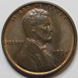 1934 Lincoln Wheat Cent - uncirculated antique American wheat penny