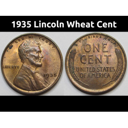 1935 Lincoln Wheat Cent - antique Great Depression era American wheat penny