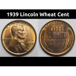 1939 Lincoln Wheat Cent - antique higher grade American wheat penny