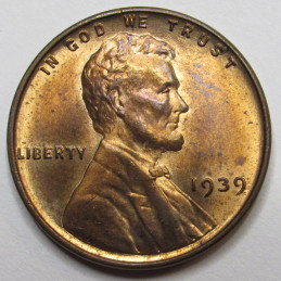 1939 Lincoln Wheat Cent - antique higher grade American wheat penny