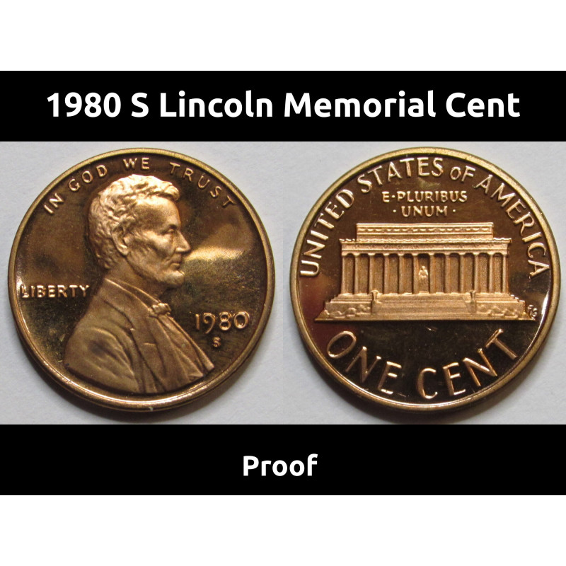 1980 S Lincoln Memorial Cent - Proof - vintage American proof penny