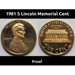 1981 S Lincoln Memorial Cent - Proof - vintage San Francisco mintmark penny