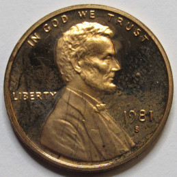 1981 S Lincoln Memorial Cent - Proof - vintage San Francisco mintmark penny