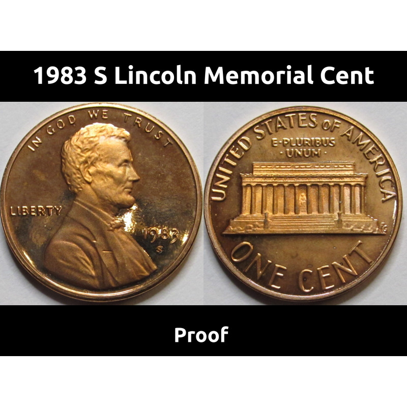 1983 S Lincoln Memorial Cent - Proof - vintage American penny coin