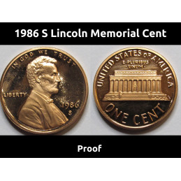 1986 S Lincoln Memorial Cent - Proof - vintage American penny