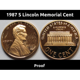 1987 S Lincoln Memorial Cent - Proof - vintage San Francisco mintmark American penny