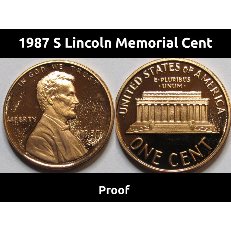 1987 S Lincoln Memorial Cent - Proof - vintage San Francisco mintmark American penny