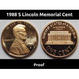 1988 S Lincoln Memorial Cent - Proof - vintage American penny coin