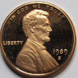 1989 S Lincoln Memorial Cent - Proof - vintage American proof coin