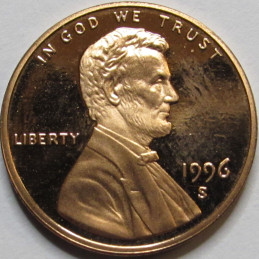 1996 S Lincoln Memorial Cent - Proof - vintage 90s American penny