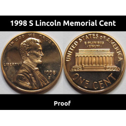 1998 S Lincoln Memorial Cent - Proof - vintage S mintmark penny