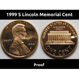 1999 S Lincoln Memorial Cent - Proof - vintage American proof coin