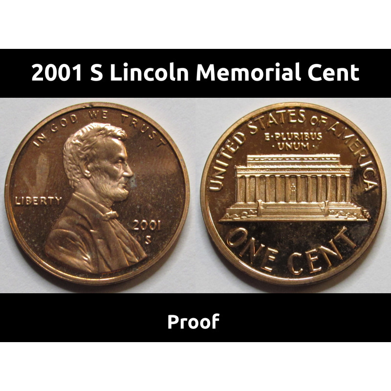 2001 S Lincoln Memorial Cent - Proof - vintage San Francisco mintmark proof coin