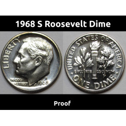 1968 S Roosevelt Dime - Proof - vintage American San Francisco mintmark coin