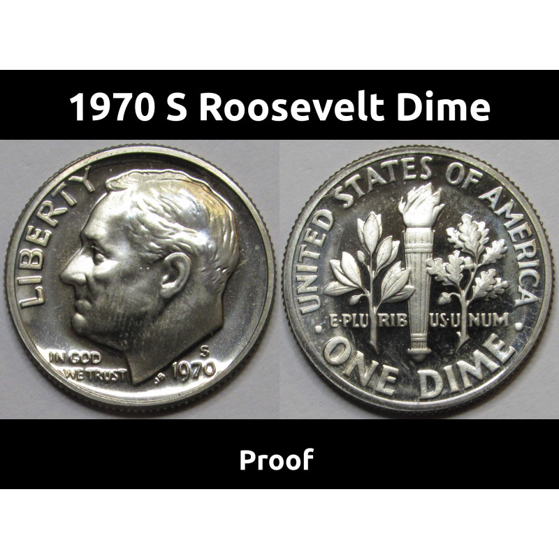 1970 S Roosevelt Dime - Proof - vintage San Francisco mintmark proof coin