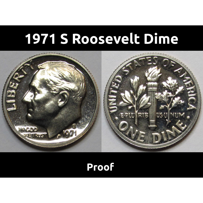 1971 S Roosevelt Dime - Proof - vintage flashy American proof coin