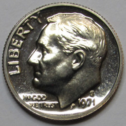 1971 S Roosevelt Dime - Proof - vintage flashy American proof coin