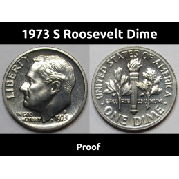 1973 S Roosevelt Dime - Proof - vintage San Francisco mintmark American dime