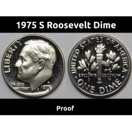 1975 S Roosevelt Dime - Proof - vintage American dime coin with cameo 