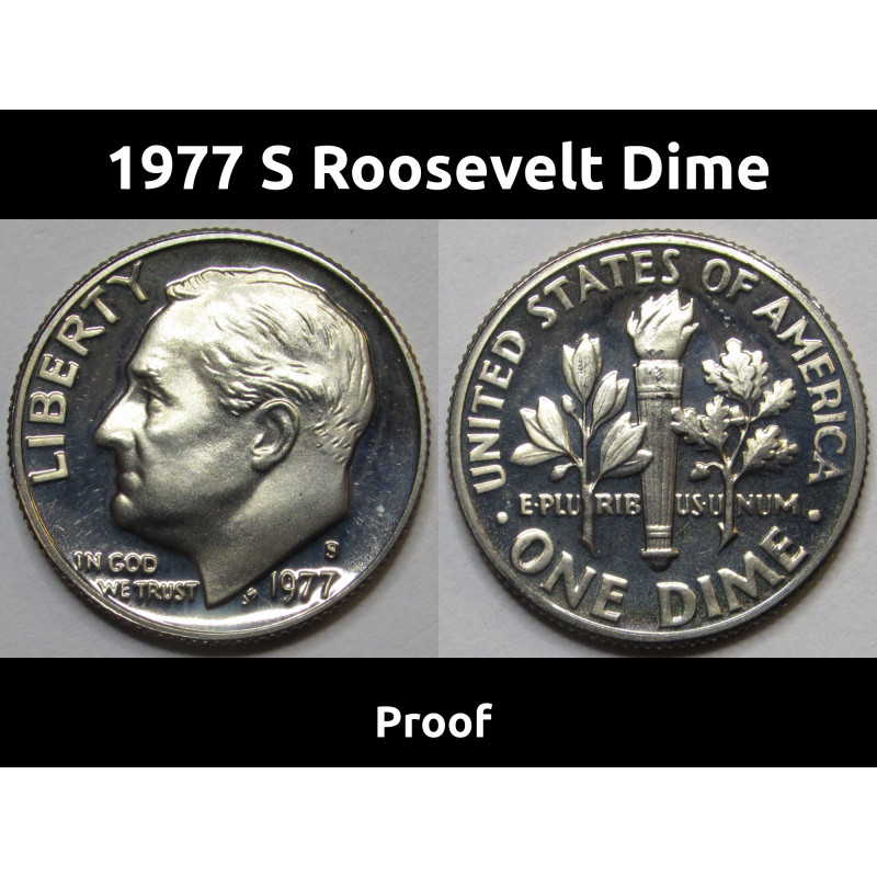 1977 S Roosevelt Dime - Proof - vintage American dime coin