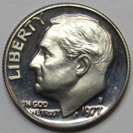 1977 S Roosevelt Dime - Proof - vintage American dime coin