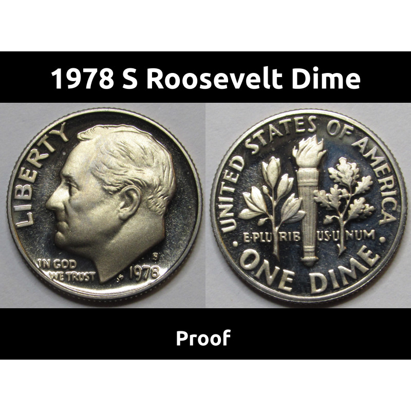 1978 S Roosevelt Dime - Proof - vintage flashy American dime coin