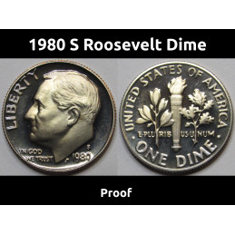 1980 S Roosevelt Dime - Proof - vintage American cameo dime