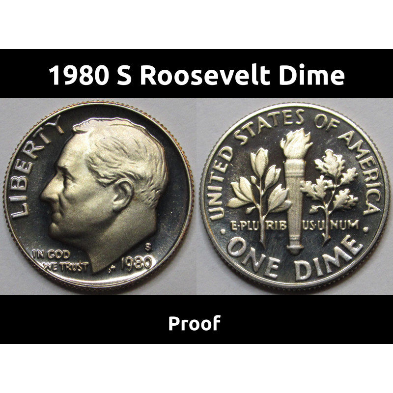 1980 S Roosevelt Dime - Proof - vintage American cameo dime