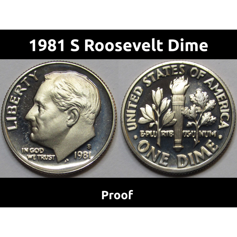 1981 S Roosevelt Dime - Proof - vintage flashy American dime coin