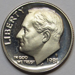 1981 S Roosevelt Dime - Proof - vintage flashy American dime coin