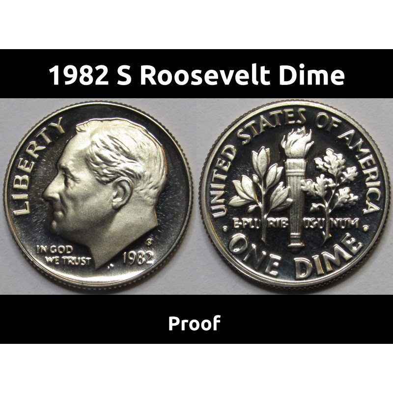 1982 S Roosevelt Dime - Proof - vintage flashy American dime