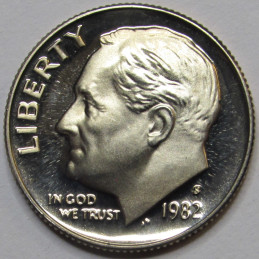 1982 S Roosevelt Dime - Proof - vintage flashy American dime