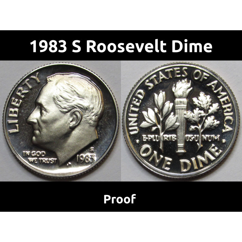 1983 S Roosevelt Dime - Proof - vintage San Francisco mintmark American dime