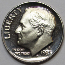 1983 S Roosevelt Dime - Proof - vintage San Francisco mintmark American dime