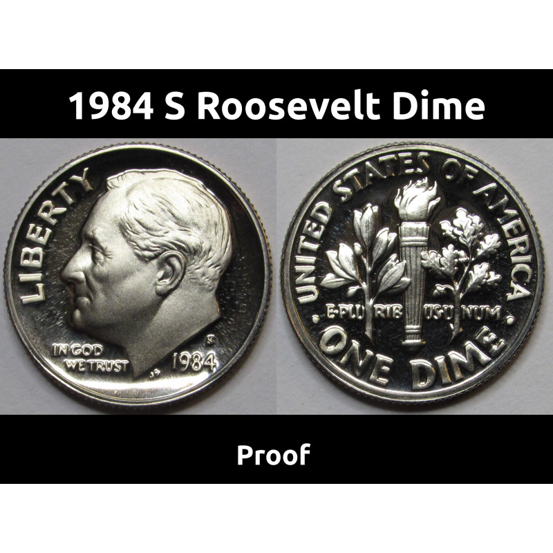 1984 S Roosevelt Dime - Proof - vintage San Francisco mintmark American dime coin